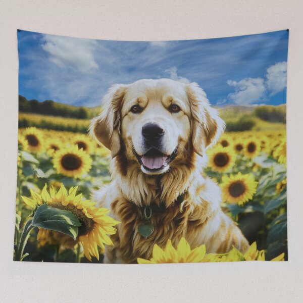Item preview, Golden Retriever in a Sunflower Field designed and sold by Frankie Cat Photography.