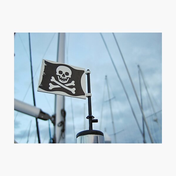 Windy day pirate flag Photographic Print