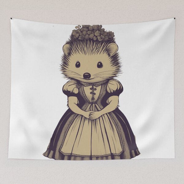 Item preview, Victorian Girl Hedgehog in Sepia designed and sold by LittleGoblinPrs.