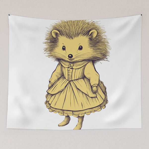 Item preview, Little Victorian Hedgehog Girl in Yellow designed and sold by LittleGoblinPrs.