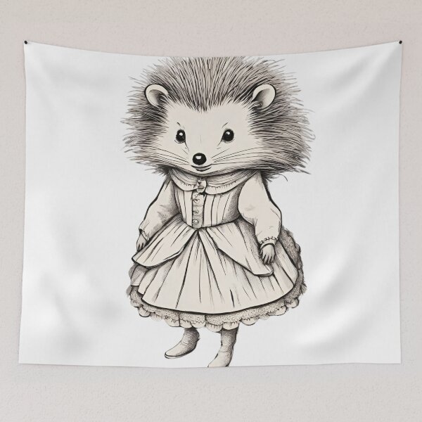 Item preview, Little Victorian Hedgehog Girl in Sepia designed and sold by LittleGoblinPrs.