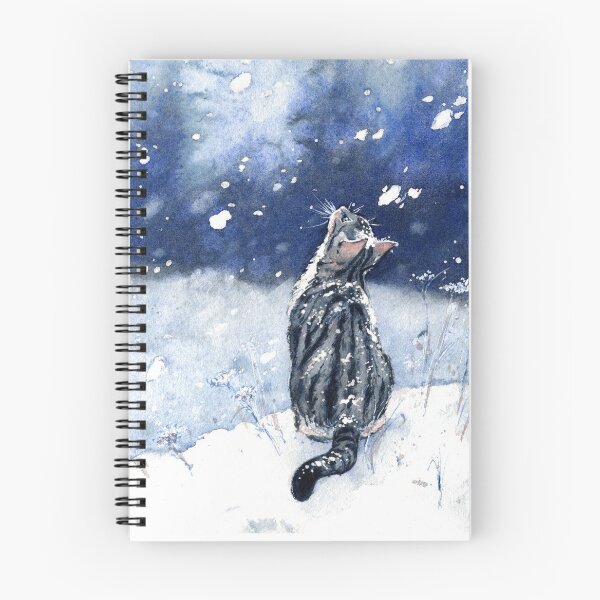 Item preview, Kawaii Kitty watching the Snowflakes - Cute Cat Watercolor Illustration designed and sold by Chiara Mendicino.