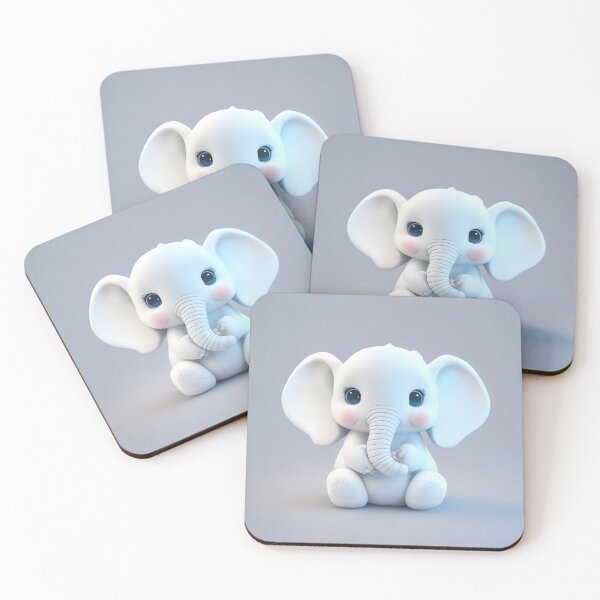 Item preview, White Animal, Elephant, cute, fuffly, mini, baby, kids, children designed and sold by Cyber Kids.