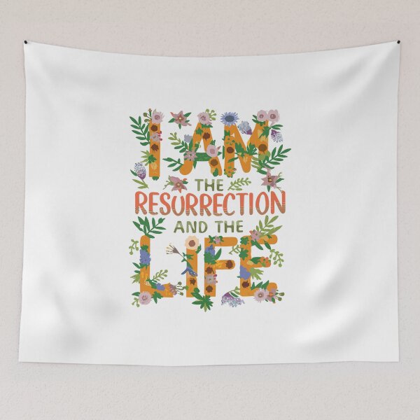 Item preview, I AM the Resurrection and the Life - Christian Faith Floral Design - Easter Scripture Art designed and sold by HahaHandlesHub.