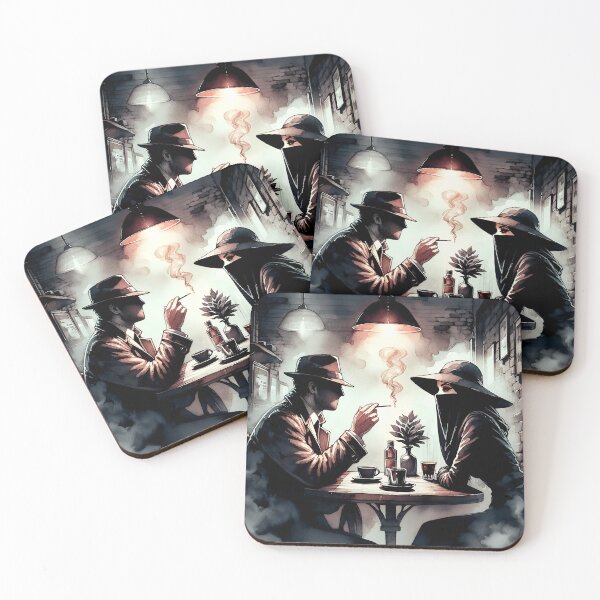 Item preview, Noir Watercolor Detective and the Mysterious Woman designed and sold by RESToRAPTOR.