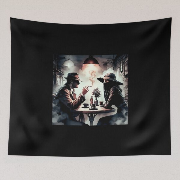 Item preview, Noir Watercolor Detective and the Mysterious Woman designed and sold by RESToRAPTOR.