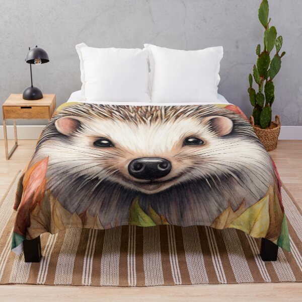 Item preview, Autumn Hedgehog with Colorful Leaves designed and sold by LittleGoblinPrs.