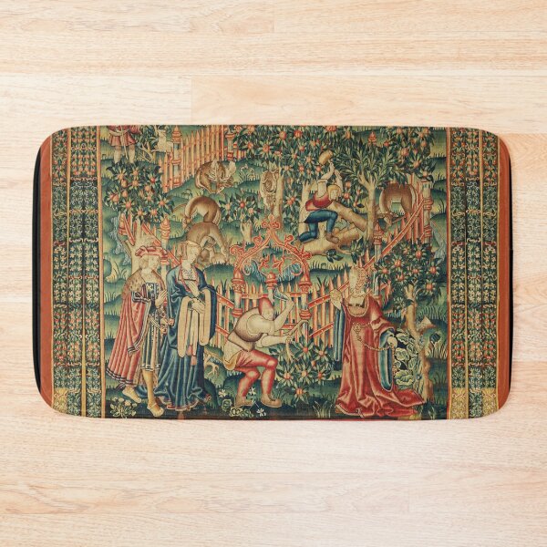 Item preview, WOODCUTTERS WORKING ON A DEER PARK Antique Hunting Tapestry designed and sold by BulganLumini.