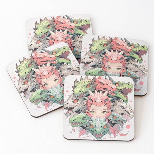 Aperçu de l'œuvre Anime Girl colorée avec des dragons créée et vendue par bubblegoth.