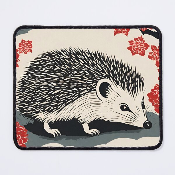 Item preview, Japanese-Style Woodblock Hedgehog designed and sold by LittleGoblinPrs.