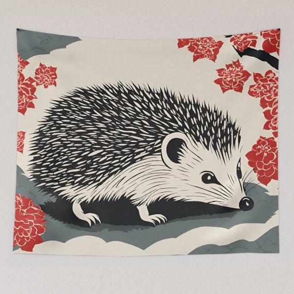 Item preview, Japanese-Style Woodblock Hedgehog designed and sold by LittleGoblinPrs.