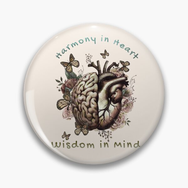 Item preview, Harmony in Heart, Wisdom in Mind, Right balance between head and heart, roses and flowers and butterfies watercolor, vintage style designed and sold by Collagedream.