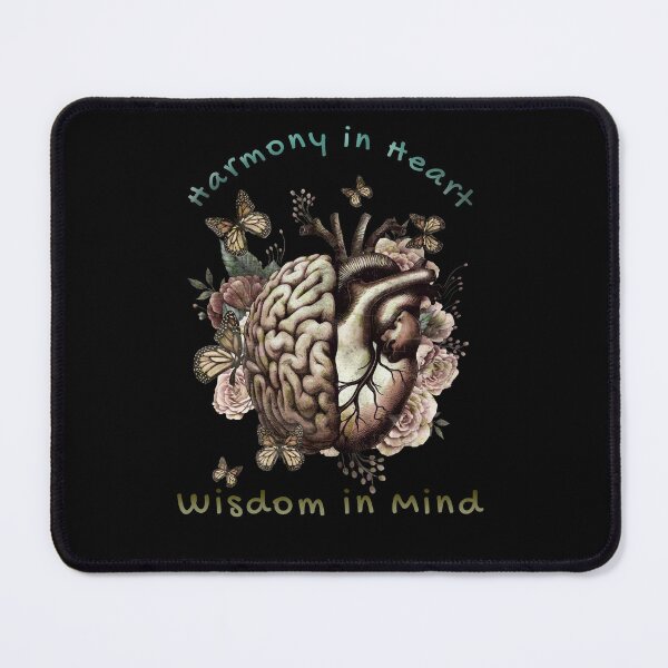 Item preview, Harmony in Heart, Wisdom in Mind, Right balance between head and heart, roses and flowers and butterfies watercolor, vintage style designed and sold by Collagedream.