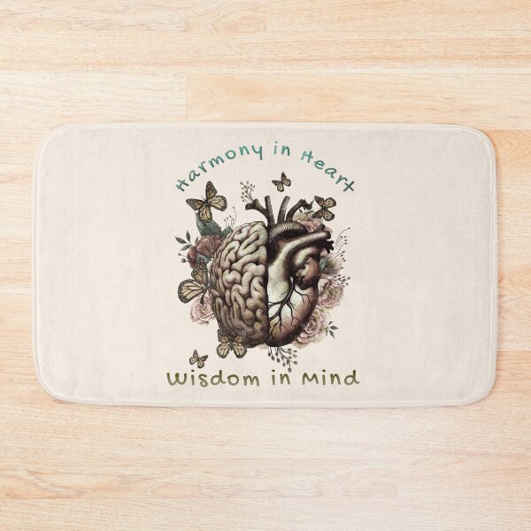 Item preview, Harmony in Heart, Wisdom in Mind, Right balance between head and heart, roses and flowers and butterfies watercolor, vintage style designed and sold by Collagedream.