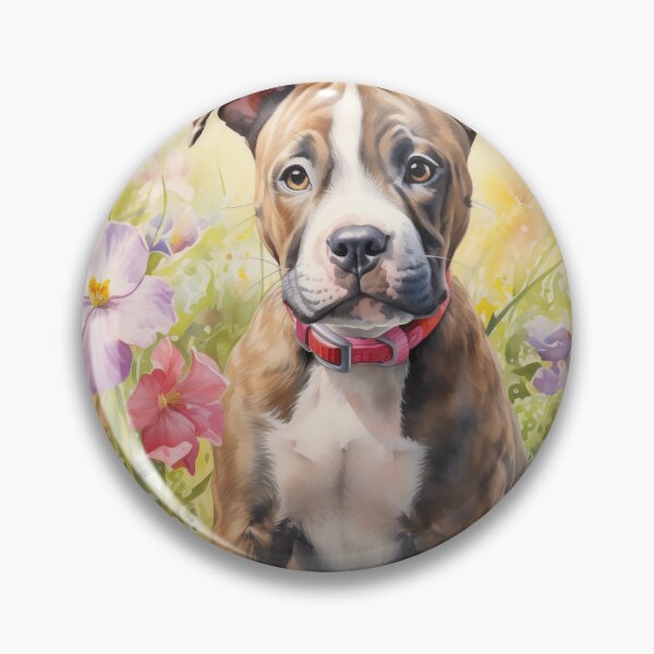 Item preview, Pitbull Puppy in Flower Garden (watercolor) designed and sold by Samuelsboro.