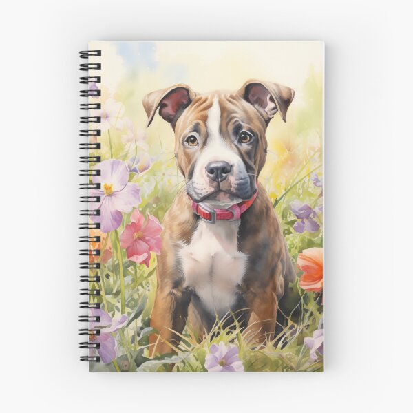 Item preview, Pitbull Puppy in Flower Garden (watercolor) designed and sold by Samuelsboro.
