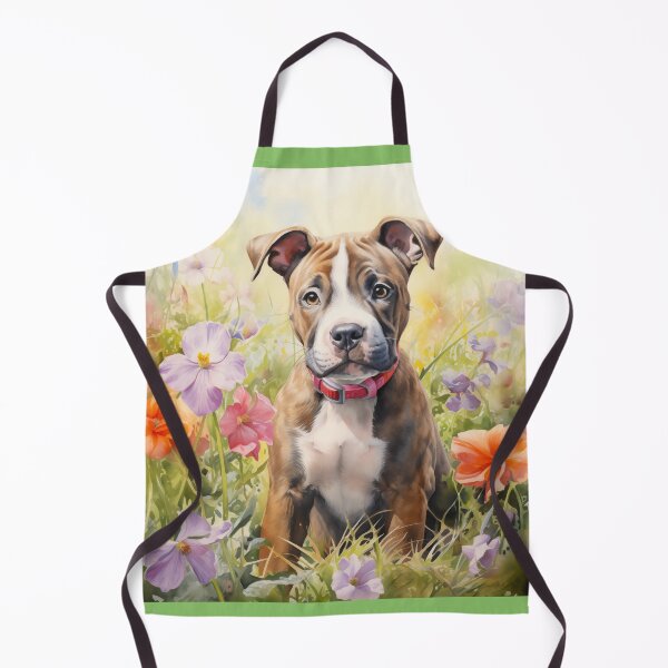 Item preview, Pitbull Puppy in Flower Garden (watercolor) designed and sold by Samuelsboro.