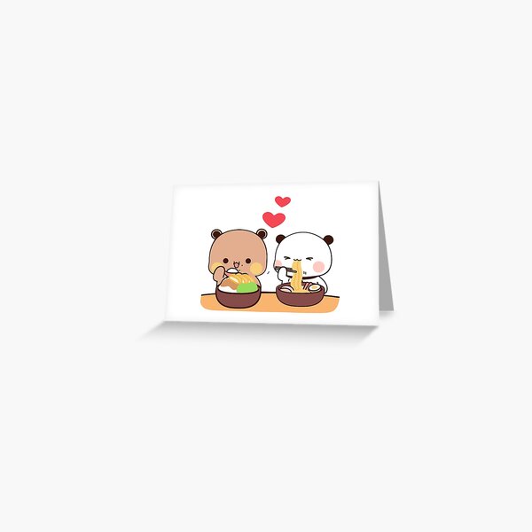 Item preview, DuDu Bear and BuBu Panda eating Noodles❤️ designed and sold by Pandety.