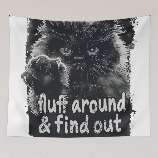 Item preview, Fluff y descubre, Fluff y descubre, gato de aspecto duro, gato siniestro, gato con garras designed and sold by PrintShangri-La.