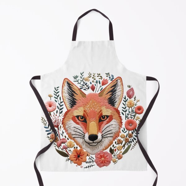 Item preview, Fox face forest flowers floral Embroidery hand stitched cottage core colorful pattern thread designed and sold by TankandDPS.