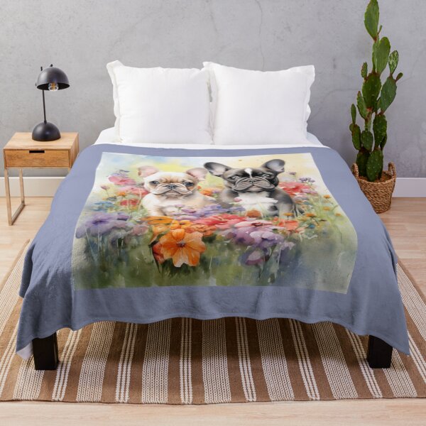 Item preview, French Bulldogs in a Flower Garden (watercolor) designed and sold by Samuelsboro.