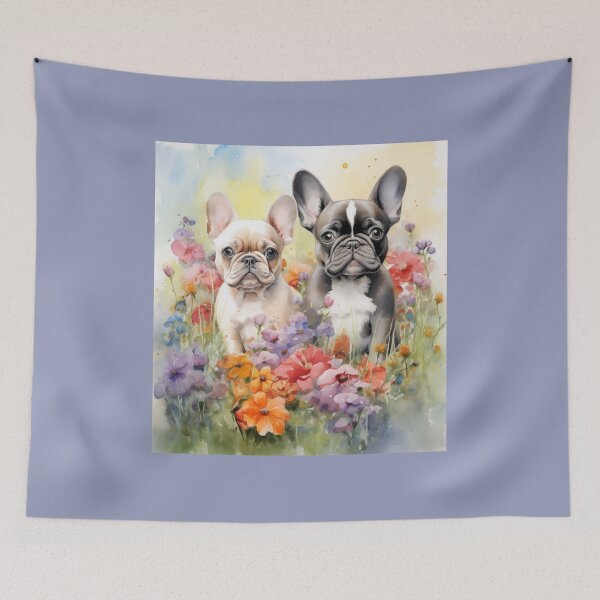 Item preview, French Bulldogs in a Flower Garden (watercolor) designed and sold by Samuelsboro.
