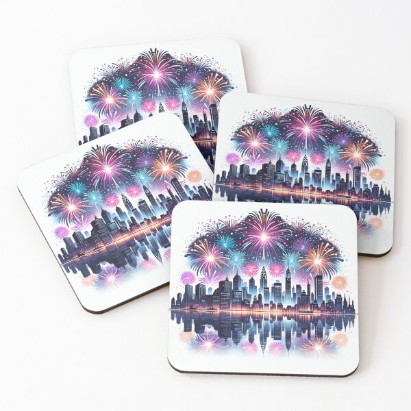 Item preview, Urban Fireworks Spectacle - City Skyline at Night designed and sold by finwiz.