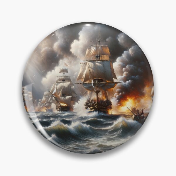 Item preview, The Battle of Trafalgar, with ships and cannon fire, in a dramatic marine painting style designed and sold by FunnyGiftIdeas.