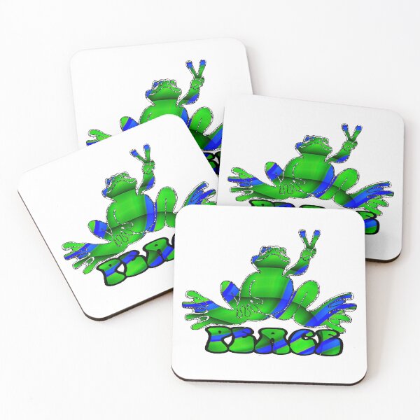 Item preview, green blue peace frog designed and sold by natnat7w.