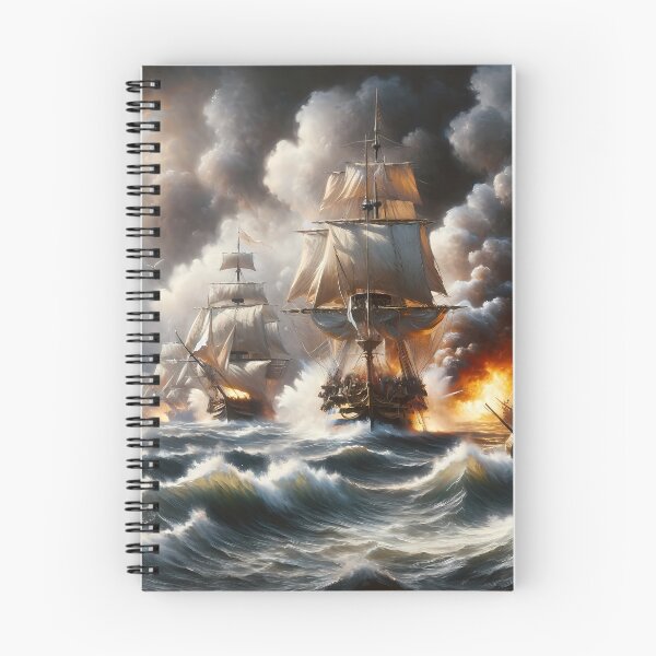 Aperçu de l'œuvre The Battle of Trafalgar, with ships and cannon fire, in a dramatic marine painting style créée et vendue par FunnyGiftIdeas.