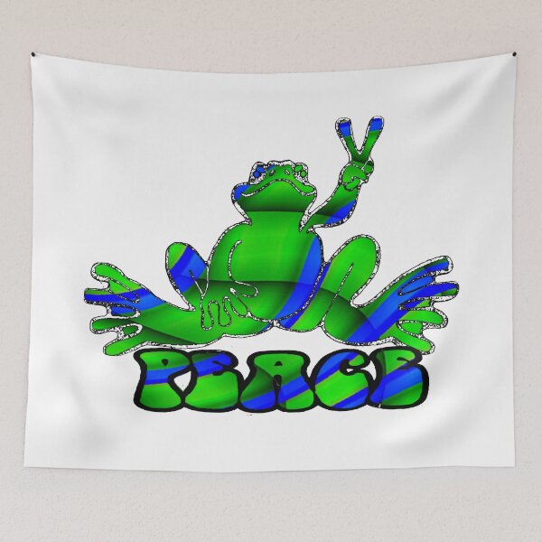 Item preview, green blue peace frog designed and sold by natnat7w.