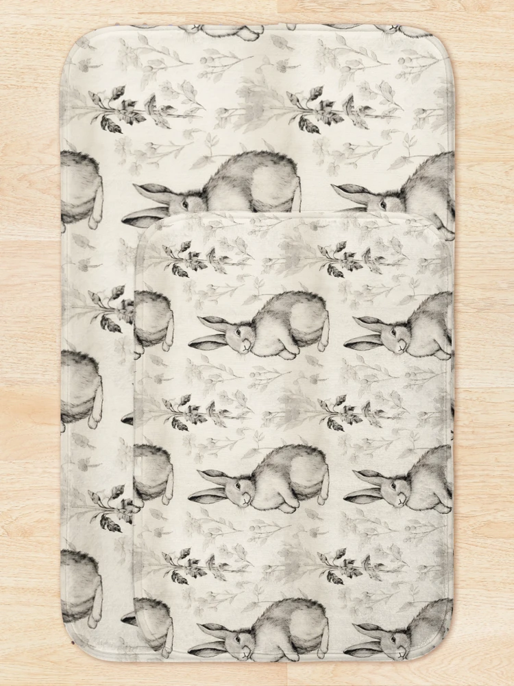 Thumbnail 5 of 6, Bath Mat, Vintage Rabbit Easter Spring Pattern designed and sold by ptlsprntsdsgn.