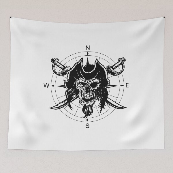 Item preview, Skull Pirate Nautical Compass Black Skull And Crossbones designed and sold by Nicole Creates.