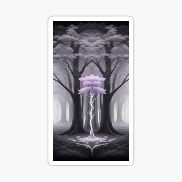 Tree of Life | Fantasy Art | JD Slayton | Fantasy Forest | Black and White Sticker