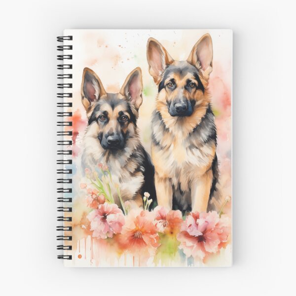 Item preview, German Shepherd Dogs with Watercolor Flowers designed and sold by Samuelsboro.