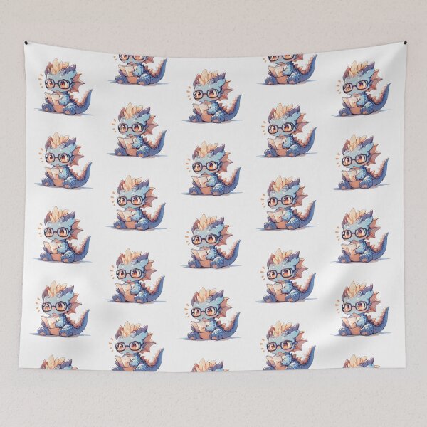 Item preview, Cute Kawaii Surprised Dragon Reading a Book The Librarians Horde designed and sold by CozyKawaiiArt.
