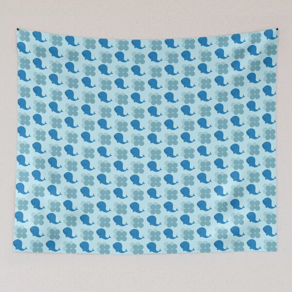Item preview, Blue sperm whale and glacier petunias flowers designed and sold by DesignsVault.