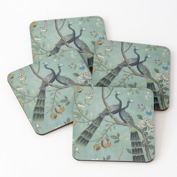Item preview, Chinoiserie verde azulado de dos pájaros designed and sold by TheChinoiserie.
