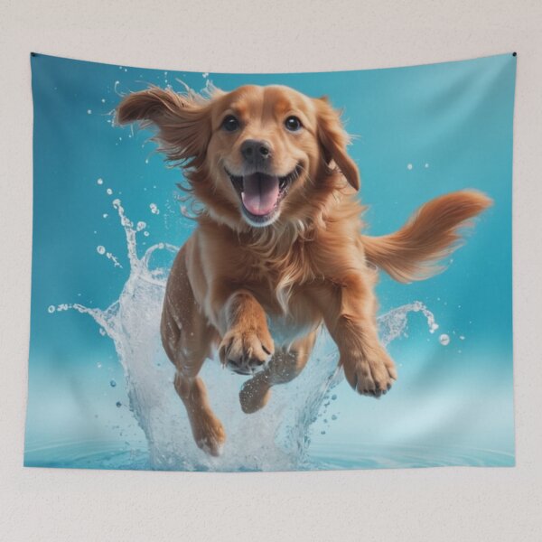 Item preview, The dog jumps into the water designed and sold by jsebouvi.