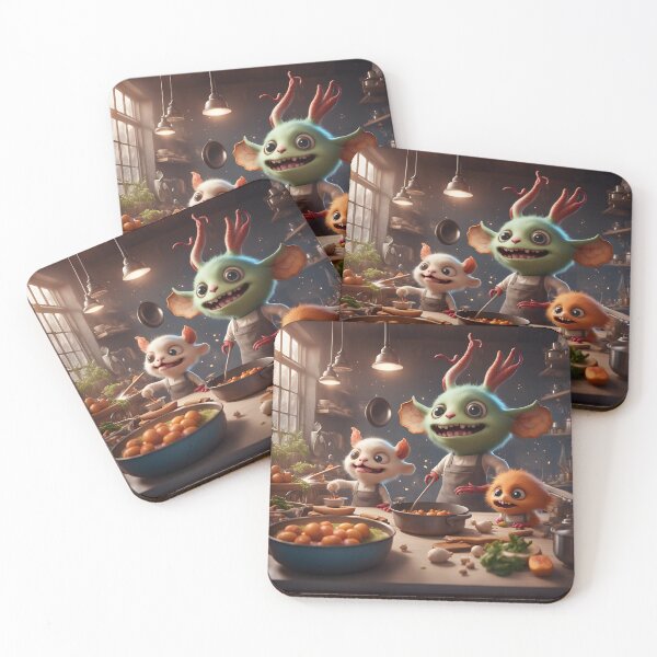 Item preview, Cute Creatures Cooking in the Kitchen designed and sold by MoriFantasy.