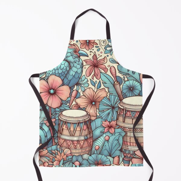 Artikelvorschau, Flamingo Retro Hawaiian Hibiscus Bongo Drums Tropical Graphic entworfen und verkauft von CoffeeIsATrip.