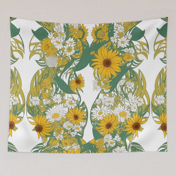 Item preview, wonderful sunflowers with branches and white flowers summer and spring style designed and sold by Carlos Gudino.