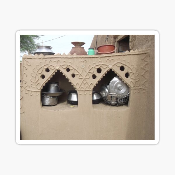 Village home interior Cabinet of mud clay Sticker