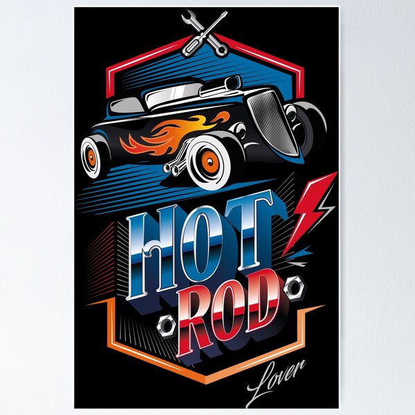 3D Hot Rod Lover  Bagdge Emblem Poster