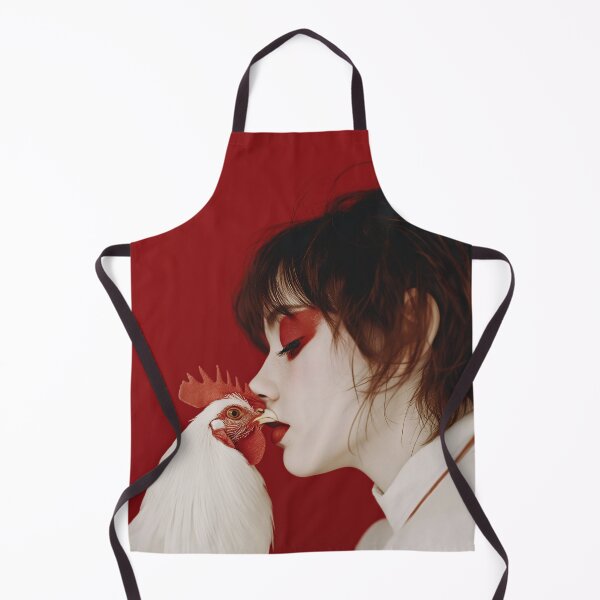 Item preview, Woman Kissing Chicken | Funny Quirky Animal Art Print designed and sold by VUK VESOVIC.