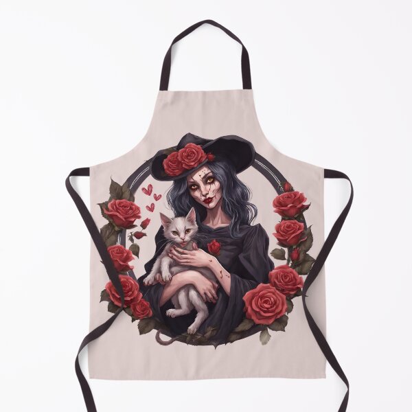 Item preview, Valentines witch witch cute cat and red roses designed and sold by AriChaber.