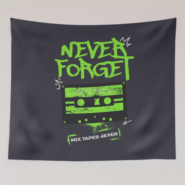 Item preview, Never Forget - Retro Mixtape Nostalgia (Green) designed and sold by Sir Meow Meow.