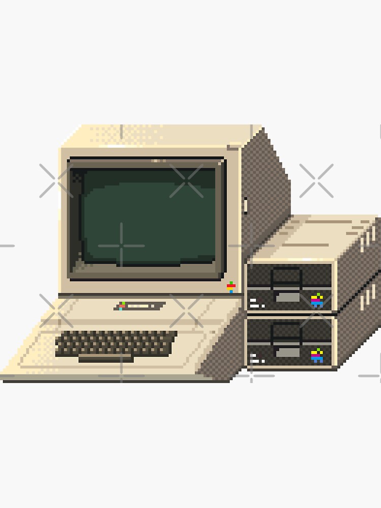 Thumbnail 3 of 3, Sticker, Apple 2 retro computer - pixel art designed and sold by djspacegr.