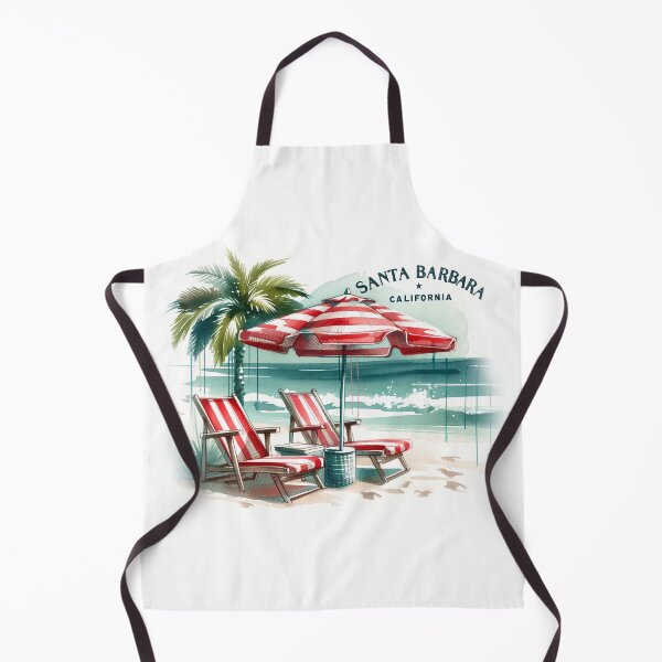 Item preview, Santa Barbara Vintage Watercolor Beach Scene - California Travel designed and sold by Retro Travel Design.