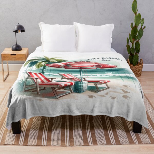 Item preview, Santa Barbara Vintage Watercolor Beach Scene - California Travel designed and sold by Retro Travel Design.